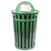WITT Oakley Collection Outdoor Waste Receptacle with Dome Top - 36 Gallon, Green